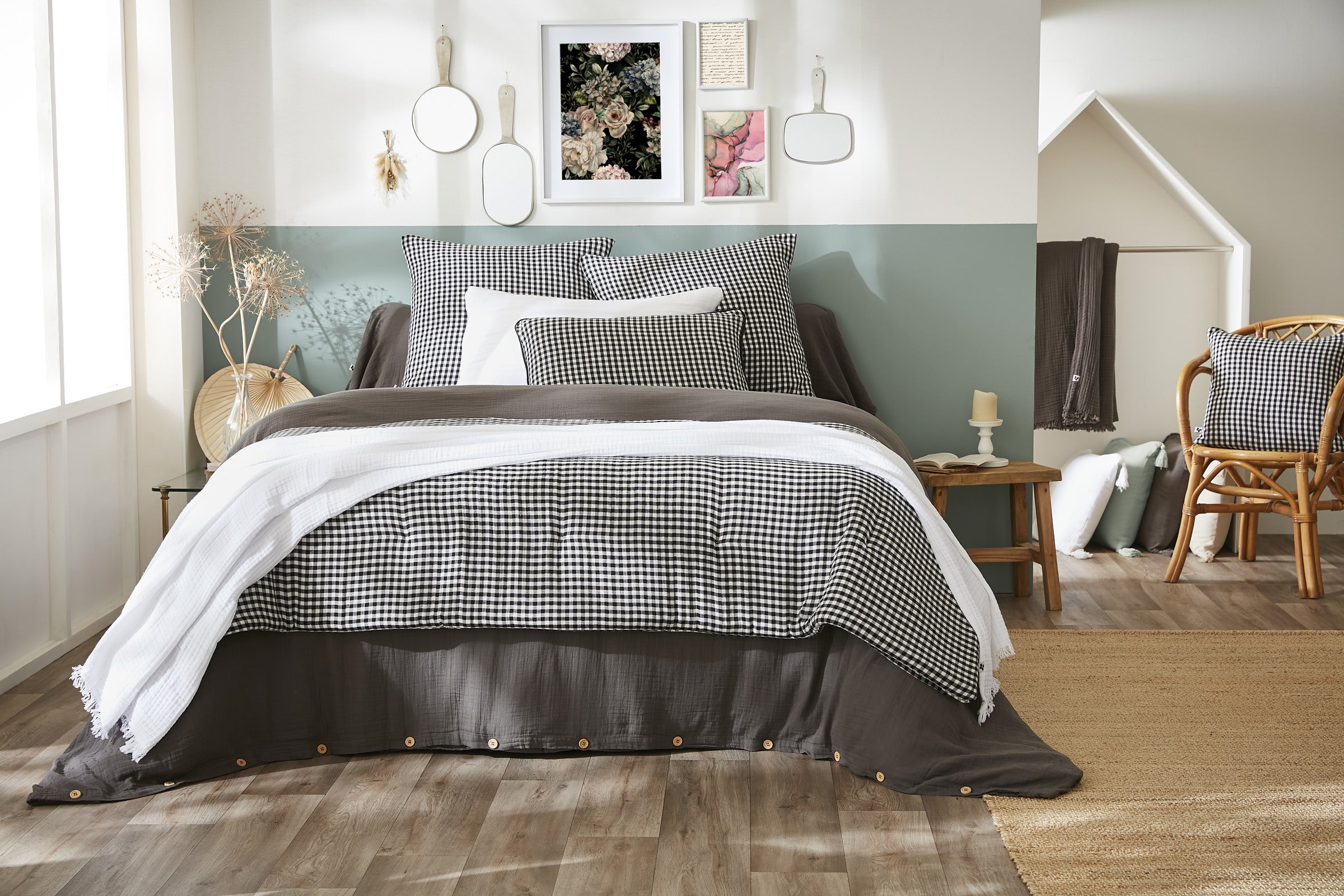 Cojín Gaia Vichy Negro